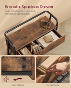 VASAGLE Pantofar cu banca de depozitare, raft si sertar, stil industrial, 30x80x64 cm, maro rustic