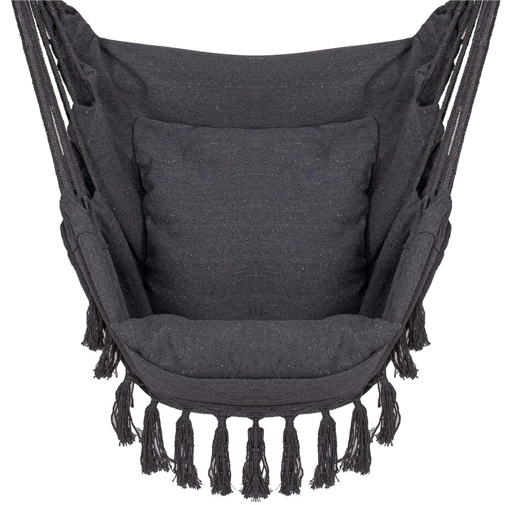 Hamac tip leagan suspendat pentru casa sau gradina HM45, gri inchis cu perne, 130x100cm, 150kg