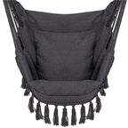 Hamac tip leagan suspendat pentru casa sau gradina HM45, gri inchis cu perne, 130x100cm, 150kg