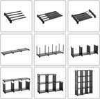 SONGMICS Raft de depozitare modular cu 12 cuburi, textil, personalizabil, 30x105x140 cm, negru