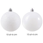 Set globuri de Craciun, 20 bucati, 6cm, alb perlat