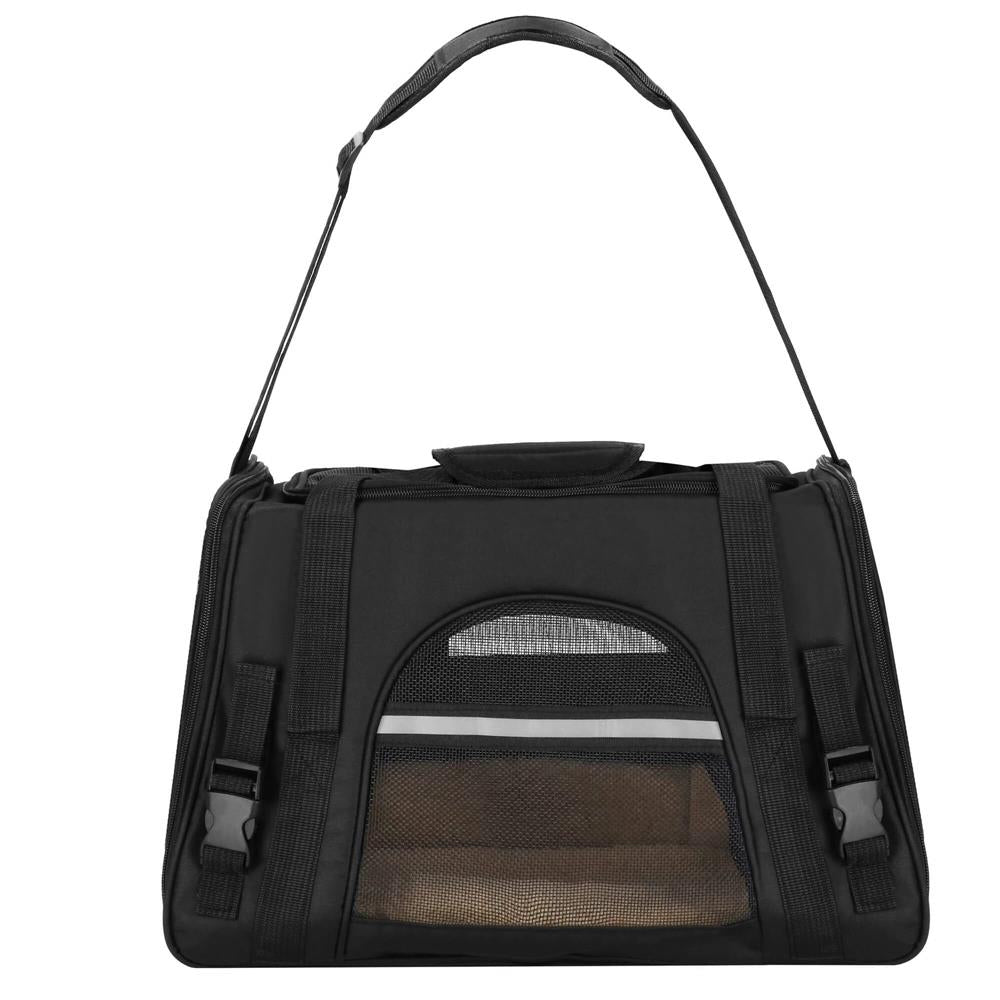 Geanta pentru transport animale mici-medii, pentru caine si pisica, cu saltea, 27x44x25 cm, negru