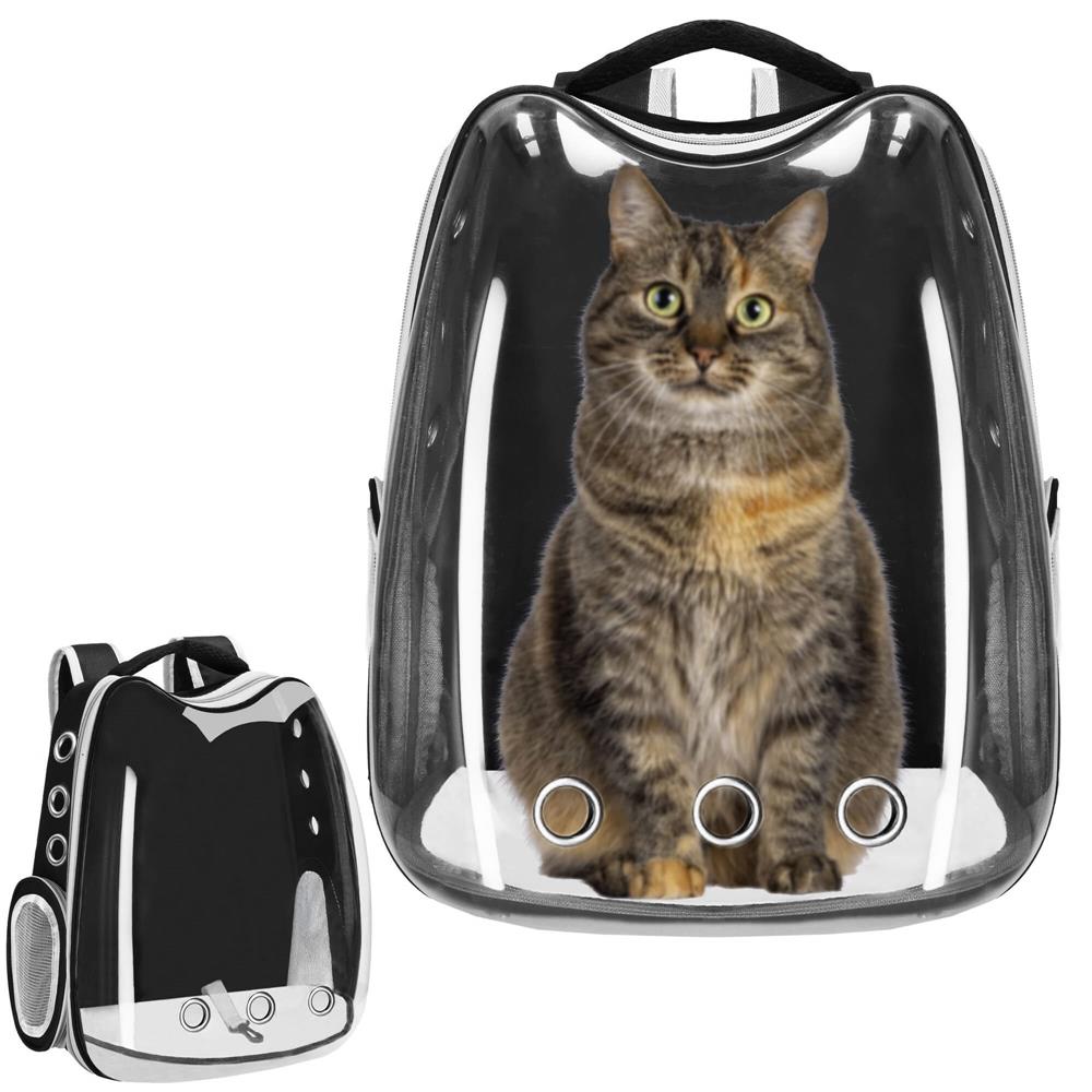 Rucsac transport animale talie mica-medie, maxim 12 kg, hublou panoramic transparent, buzunare laterale, negru