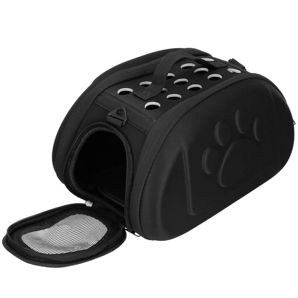 Geanta pentru transport animale mici, pentru caine si pisica, pliabila, curea de umar, 20x35x20 cm, negru