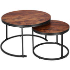 Set 2 mese pentru cafea suprapozabile, cadru otel, 70x70x47 cm si 50x50x40 cm, maro