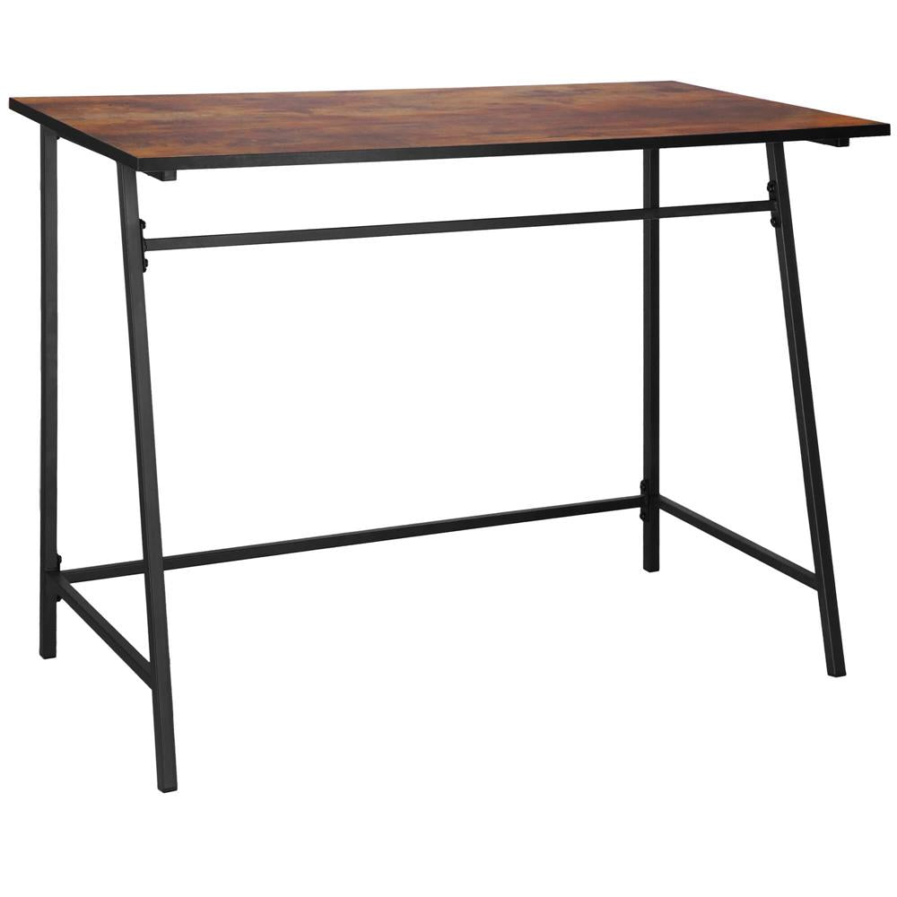 Birou tip masa laterala, cu cadru din otel, 50x100x76 cm, industrial, maro