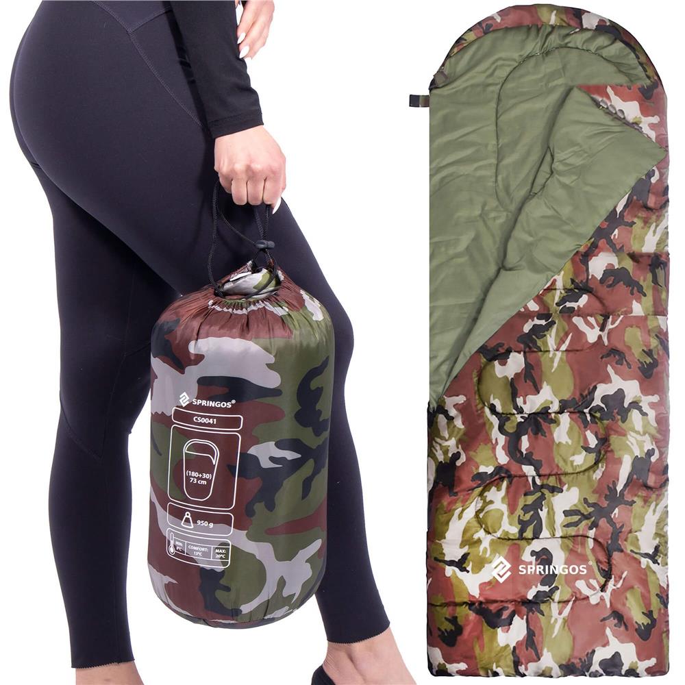 Sac de dormit tip mumie, cu geanta de transport, 210x73cm, 8-20grade, culoare camuflaj