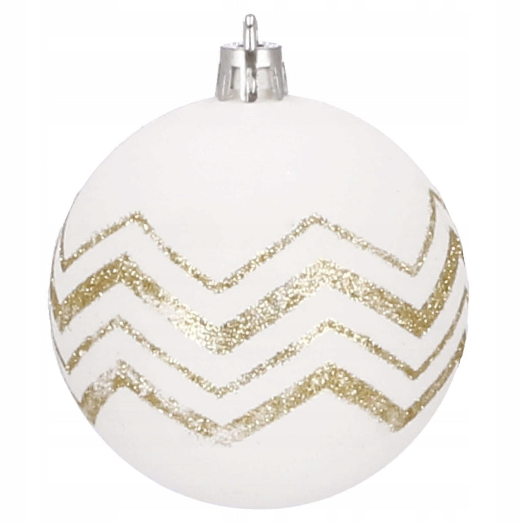 Set globuri de Craciun cu modele de sarbatori, 30 bucati, 7cm, alb auriu