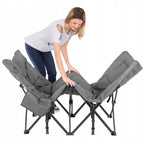 Pat pliant pentru camping, cu saltea si perna, structura metalica, 190x70x37cm, gri