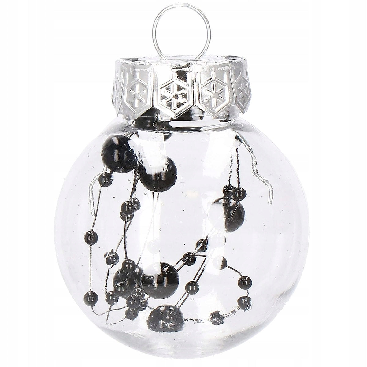 Set globuri de Craciun Inedit, 24 bucati, 5cm, transparente cu interior negru