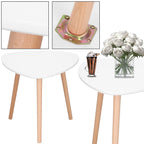 Masa de cafea, ovala, diametru 50 cm, inaltime 48 cm, Blat MDF, Picioare lemn, Alb