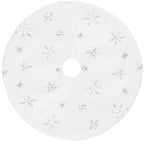 Covoras de pus sub bradul de Craciun, 55 cm, imitatie blana alba cu paiete argintii