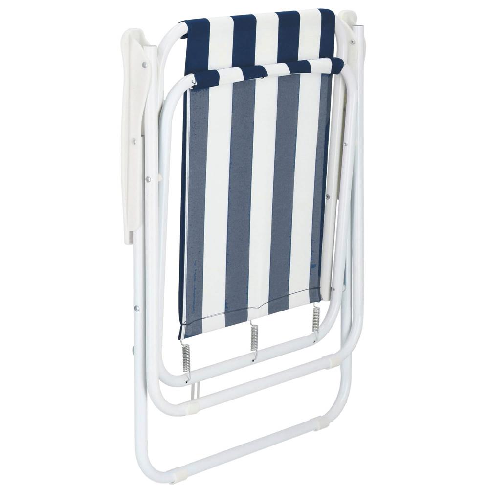 Scaun de plaja  GC050, pliabil, 100kg, 52x74cm, alb albastru