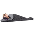 Sac de dormit tip mumie, cu geanta de transport, 210x80cm, 0-10grade, culoare negru gri