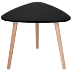 Set 2 mese de cafea, ovale, 54x45 cm si 41x40 cm, Blat MDF, Picioare lemn, Negru