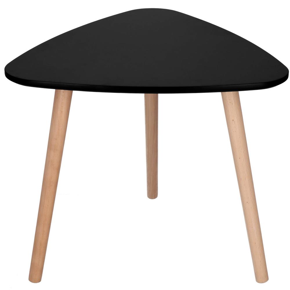 Set 2 mese de cafea, ovale, 54x45 cm si 41x40 cm, Blat MDF, Picioare lemn, Negru