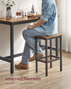 VASAGLE Set masa de bar cu 2 scaune, cadru din otel, blat lemn, stil industrial, 120x60x90cm, maro rustic