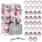Set globuri de Craciun, 30 bucati, 3 modele, 3cm, roz