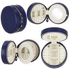 (DL) Cutie depozitare si organizare bijuterii, MDF, piele ecologica, 11 x 5cm, albastru marin