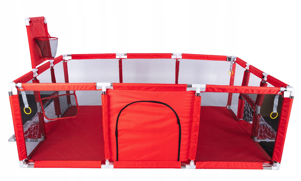 Tarc loc de joaca XXL pentru copii sau bebe, material textil, rosu, 230x122x62cm