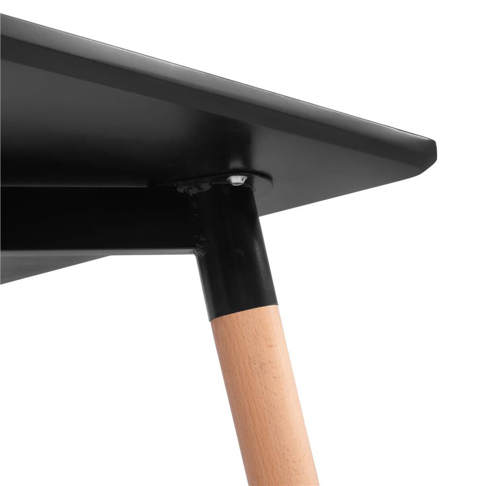 Masa dining bucatarie, dreptunghiulara, 120x80x74 cm, Blat MDF, Picioare lemn, Negru