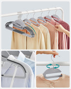 SONGMICS Set de 50 de umerase pentru haine, anti alunecare, bara de cravata si carlig pivotant, 42 cm, gri