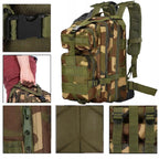 Rucsac militar pentru drumetie, impermeabil, ultra usor, 4 compartimente, culoare camo