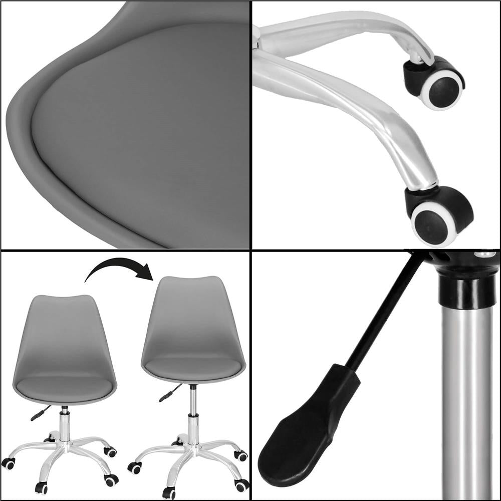 Scaun de birou ergonomic, piele ecologica, 150kg, baza otel, gri