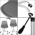 Scaun de birou ergonomic, piele ecologica, 150kg, baza otel, gri