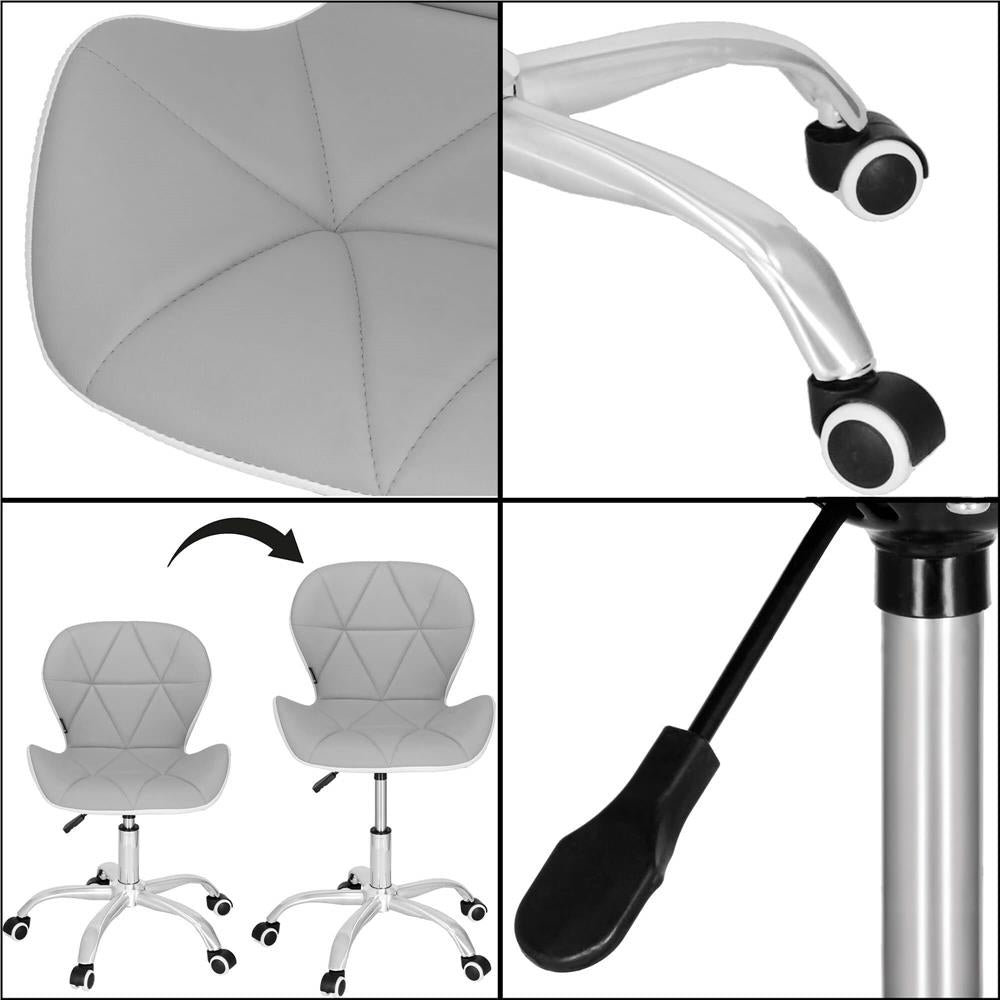 Scaun de birou ergonomic, tapitat cu piele ecologica, 120kg, alb gri