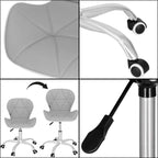 Scaun de birou ergonomic, tapitat cu piele ecologica, 120kg, alb gri