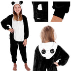 Pijama tip salopeta pentru copii, model panda, marime 125-140cm