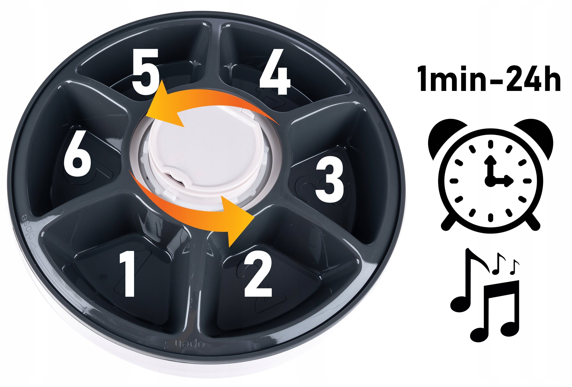 Hranitor automat pentru caini si pisici, sunet hranire, capacitate dispenser 6x70gr, cu display digital