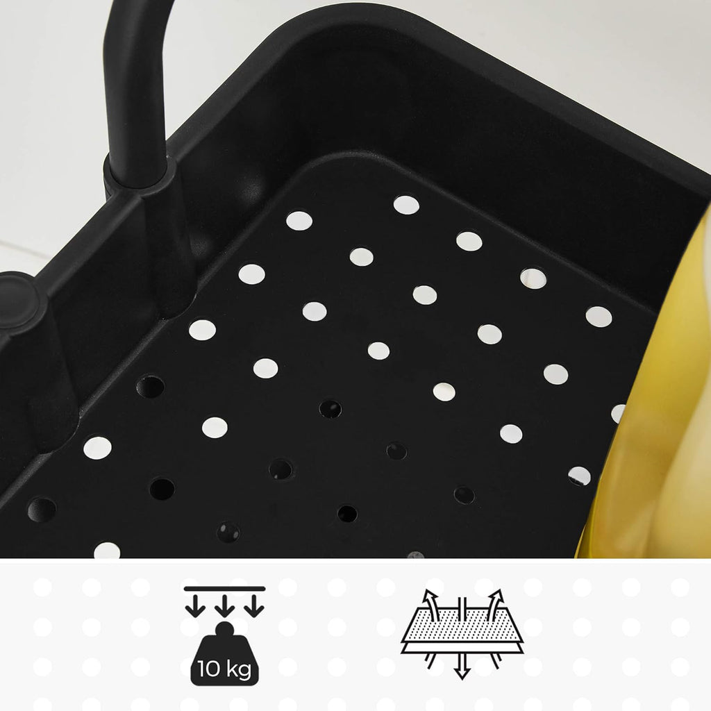 SONGMICS Carucior de depozitare pe roti, pentru bucatarie sau baie, cu 3 nivele, 42x34x86 cm, negru