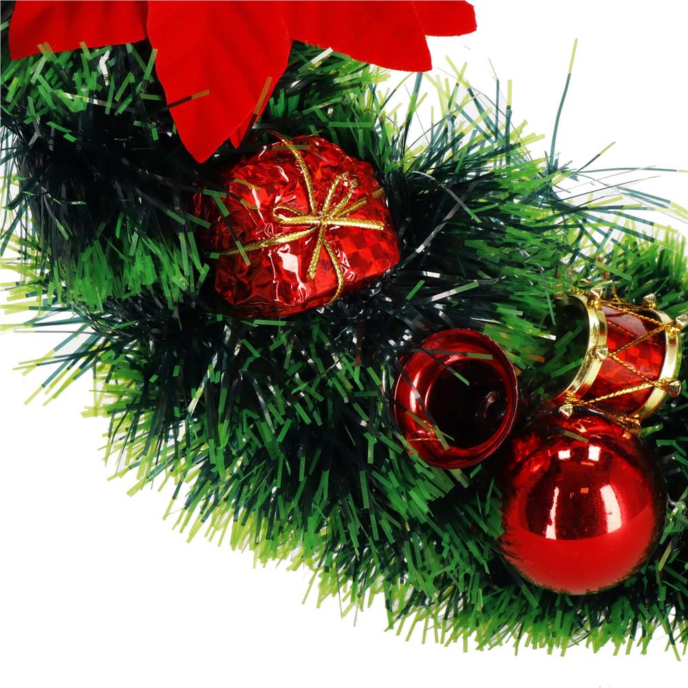 Coronita pentru Craciun, 35 cm, din brad artificial, cu decoratiuni, verde