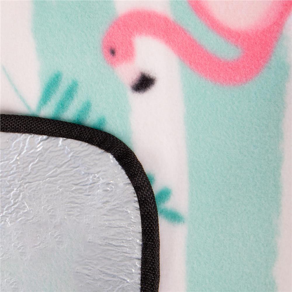 Patura pentru picnic sau plaja, cu folie izolatoare si maner, 200x200cm, flamingo, verde roz