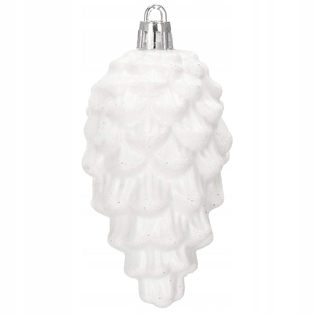 Set globuri si decoratiuni de Craciun, 72 piese, diverse dimensiuni, alb