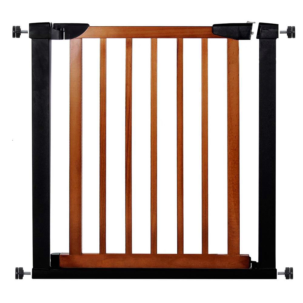 Poarta de siguranta Safety Gate pentru scari, ajustabila 75-82 cm, din otel si lemn, negru maro