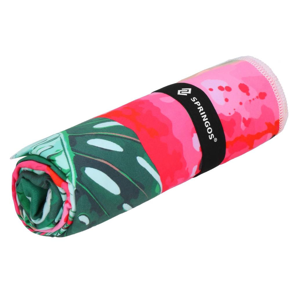 Prosop de plaja cu uscare de rapida, husa de transport, 90x180cm, model pepene verde