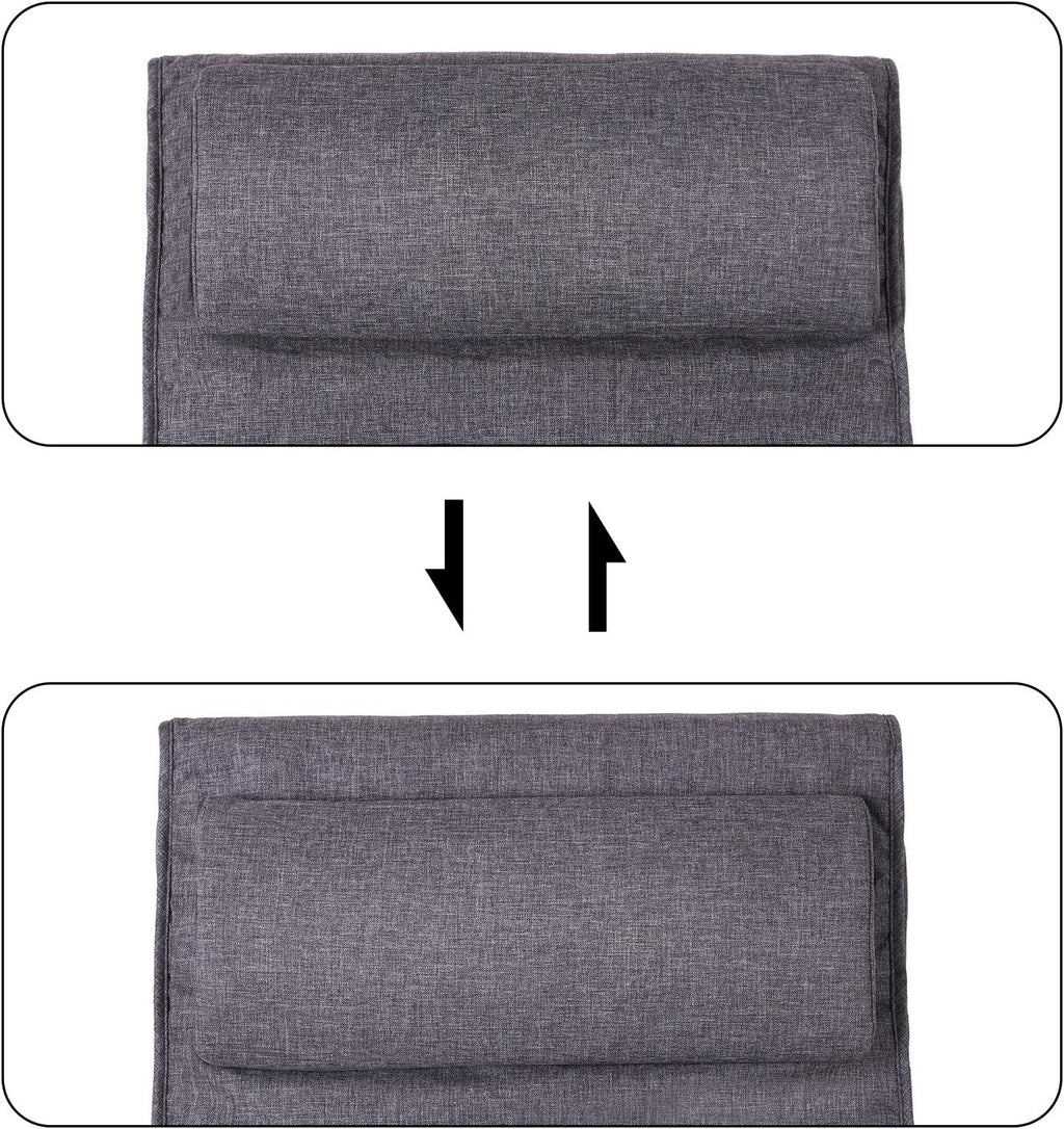 SONGMICS Scaun balansoar din lemn, suport picioare reglabil, maxim 150kg, 67x115x91cm, gri inchis