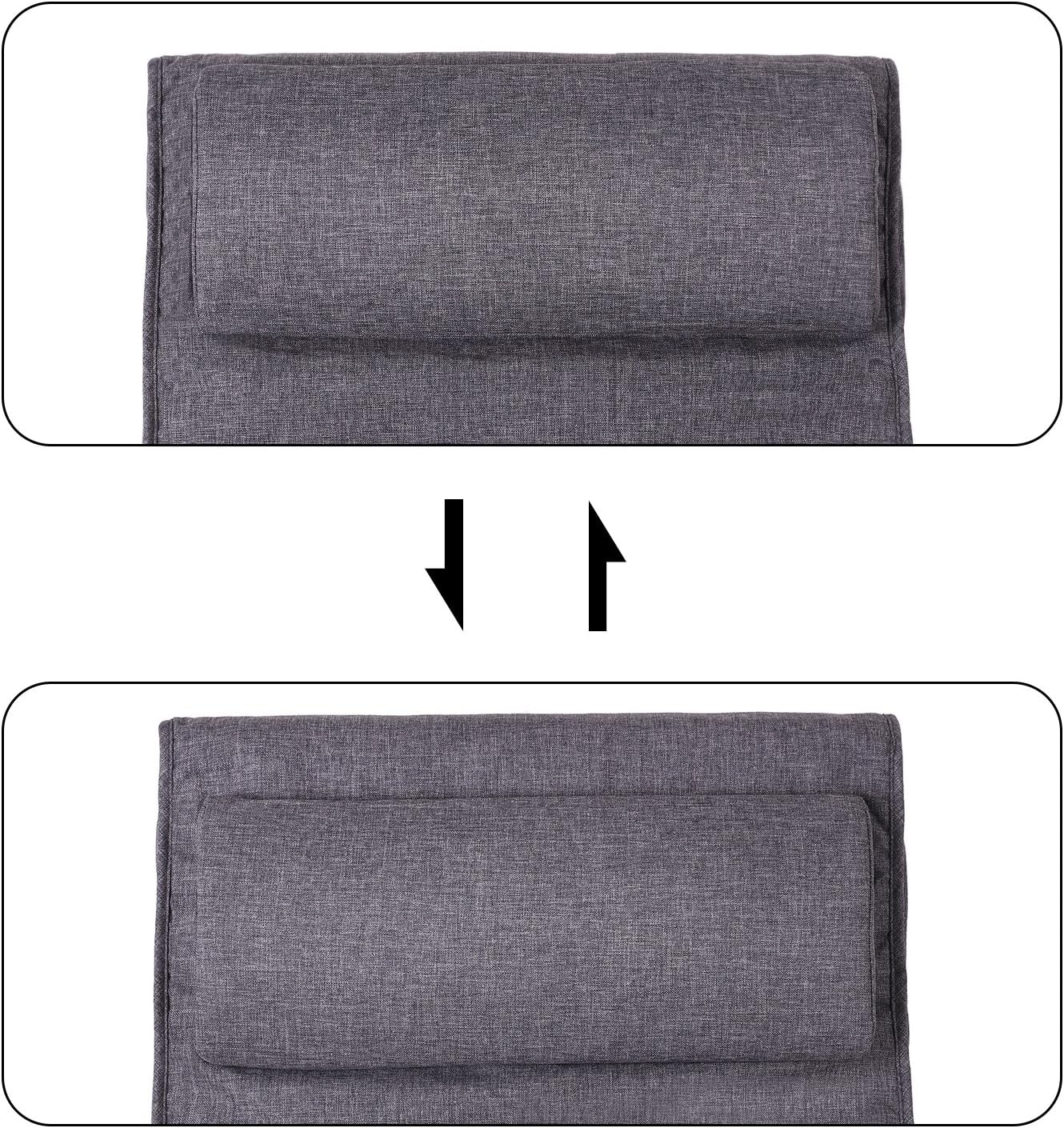 SONGMICS Scaun balansoar din lemn, suport picioare reglabil, maxim 150kg, 67x115x91cm, gri inchis