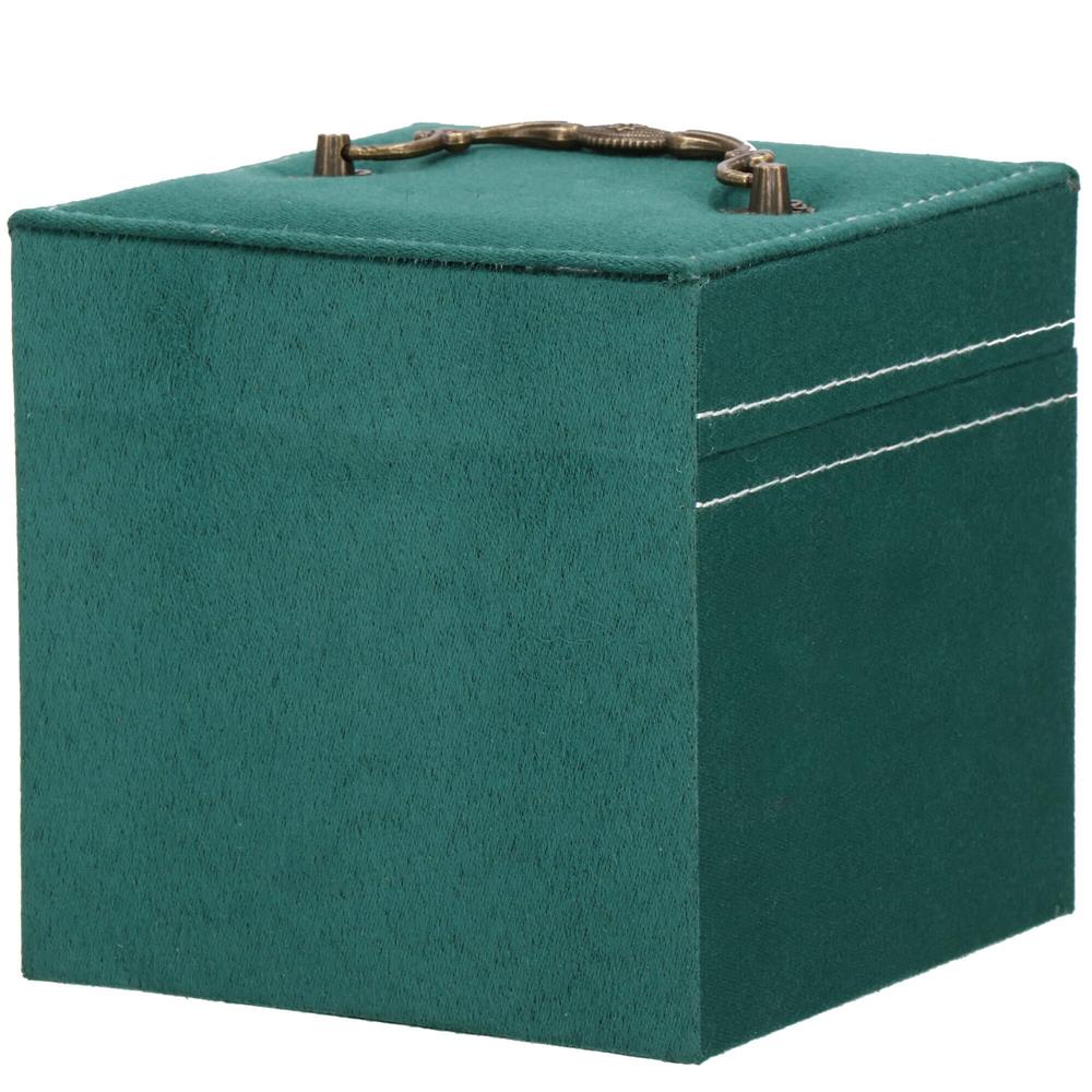 (DL) Cutie depozitare si organizare bijuterii, velur, 12x 12 x 12 cm, verde