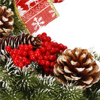 Coronita pentru Craciun, 40 cm, din brad artificial 3D, cu conuri si zapada, verde