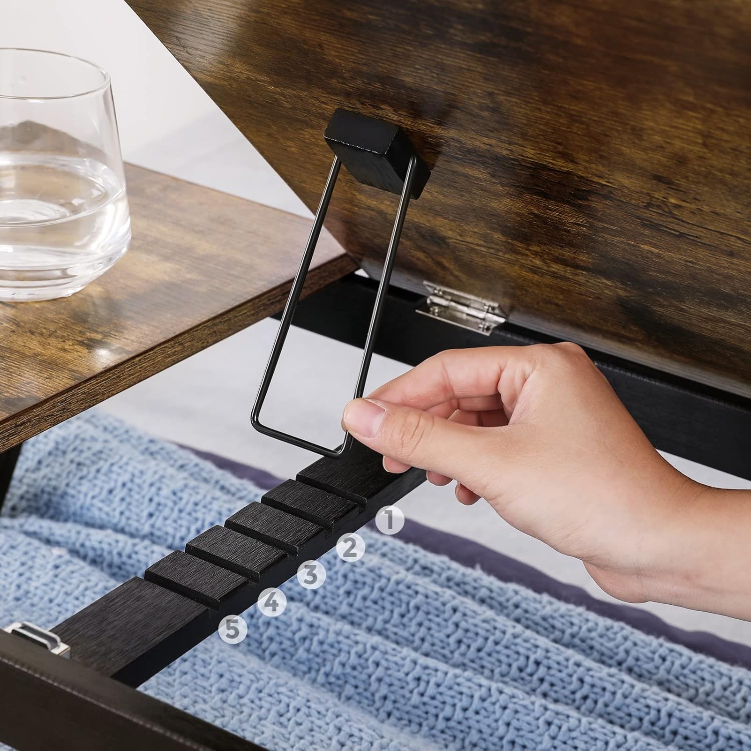 SONGMICS Masa de pat pentru laptop, plabila si reglabila, 55x35x23 cm, maro