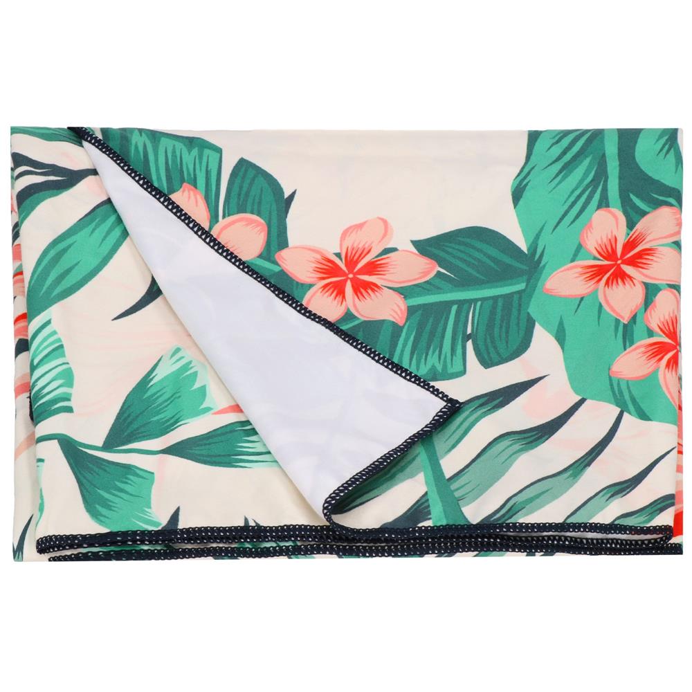 Prosop de plaja cu uscare de rapida, husa de transport, 90x180cm, model floral