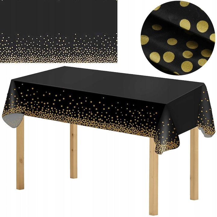 Fata de masa de unica folosinta pentru petreceri, 137x272cm, negru auriu