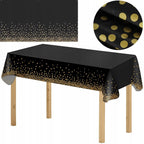 Fata de masa de unica folosinta pentru petreceri, 137x272cm, negru auriu