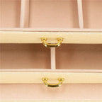 (DL) Cutie depozitare si organizare bijuterii, MDF, piele ecologica si velur, 17,5 x 14 x 12,5cm, crem