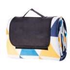 Patura pentru picnic sau plaja, cu folie izolatoare si maner, 200x200cm, albastru galben