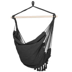 Hamac tip leagan suspendat pentru casa sau gradina, cu perne, 130x100cm, 150kg, gri inchis